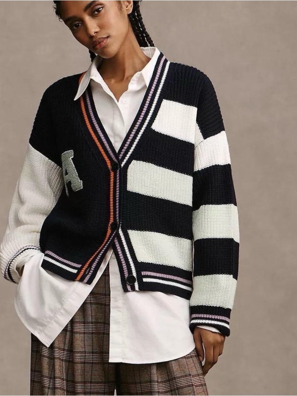 Daily Practice by Anthropologie Letter Varsity Cardigan Jacket